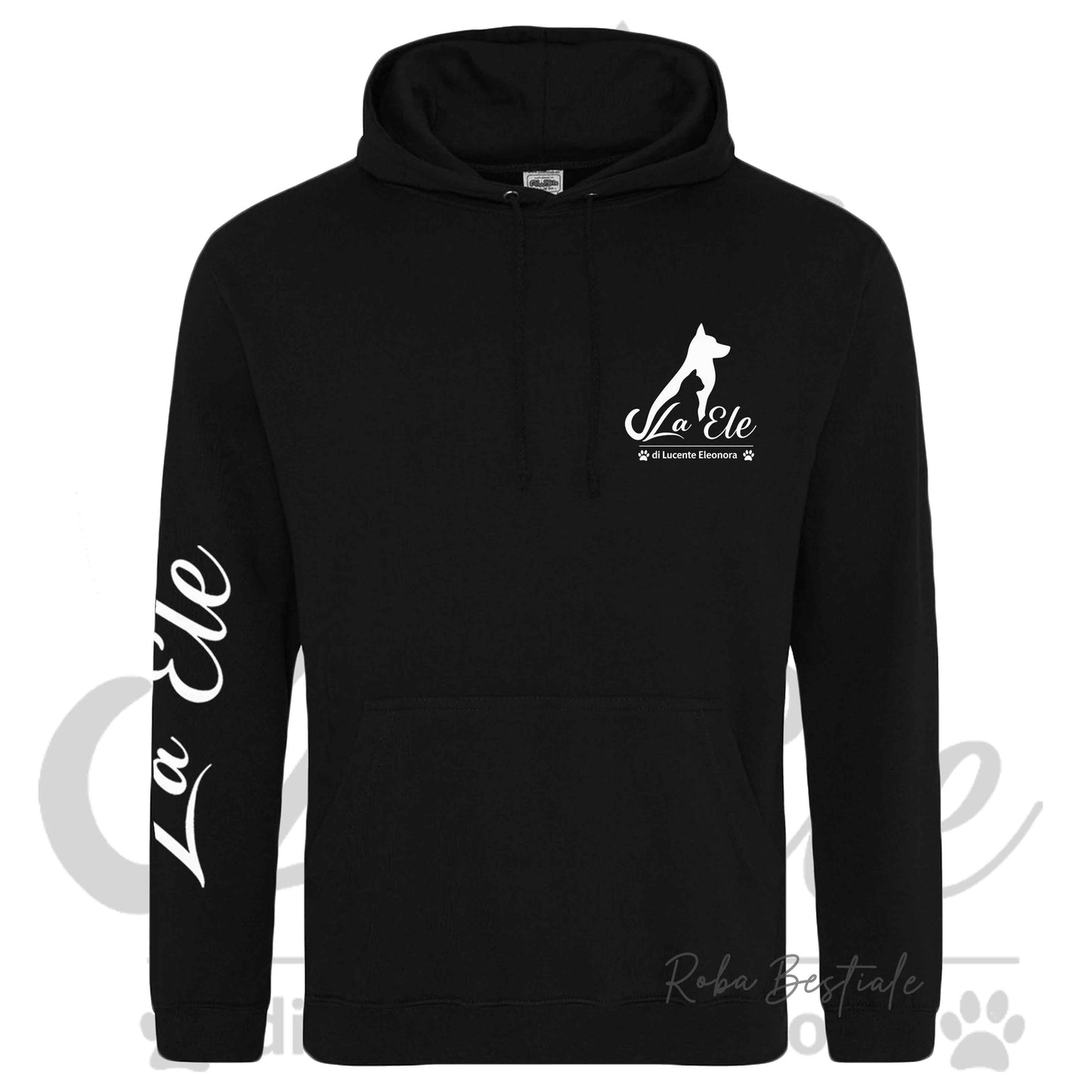 Felpa Invernale LA ELE di Eleonora Lucente - Logo BIANCO o NERO - Nera o Bianca, con Cappuccio - dalla XS alla 5XL