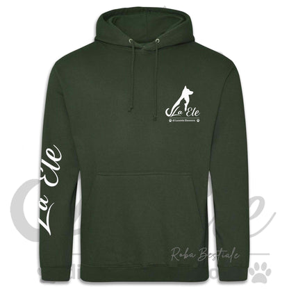 Felpa Invernale LA ELE di Eleonora Lucente - Logo BIANCO o NERO - Diversi toni di VERDE - Con Cappuccio - dalla XS alla 3XL