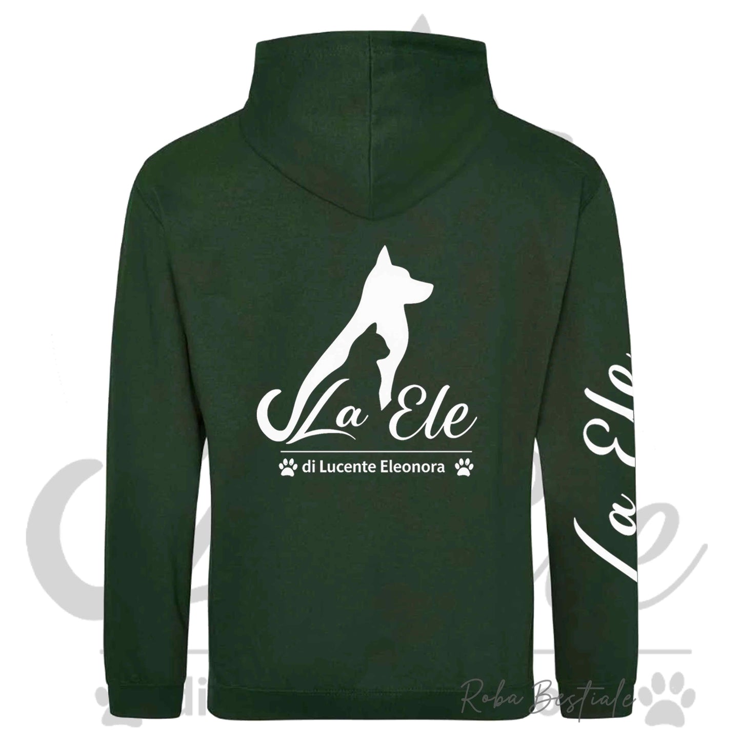 Felpa Invernale LA ELE di Eleonora Lucente - Logo BIANCO o NERO - Diversi toni di VERDE - Con Cappuccio - dalla XS alla 3XL