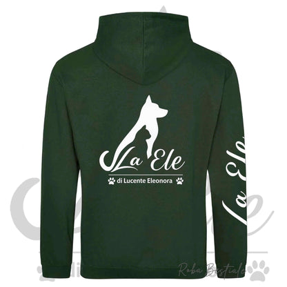 Felpa Invernale LA ELE di Eleonora Lucente - Logo BIANCO o NERO - Diversi toni di VERDE - Con Cappuccio - dalla XS alla 3XL
