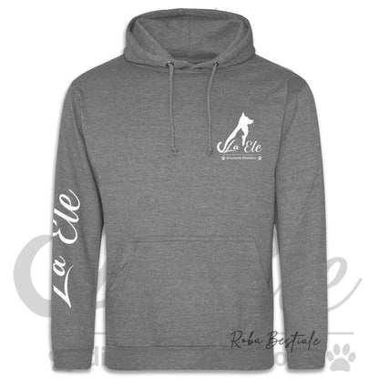 Felpa Invernale LA ELE di Eleonora Lucente - Logo BIANCO o NERO - Diversi toni di GRIGIO - Con Cappuccio - dalla XS alla 3XL