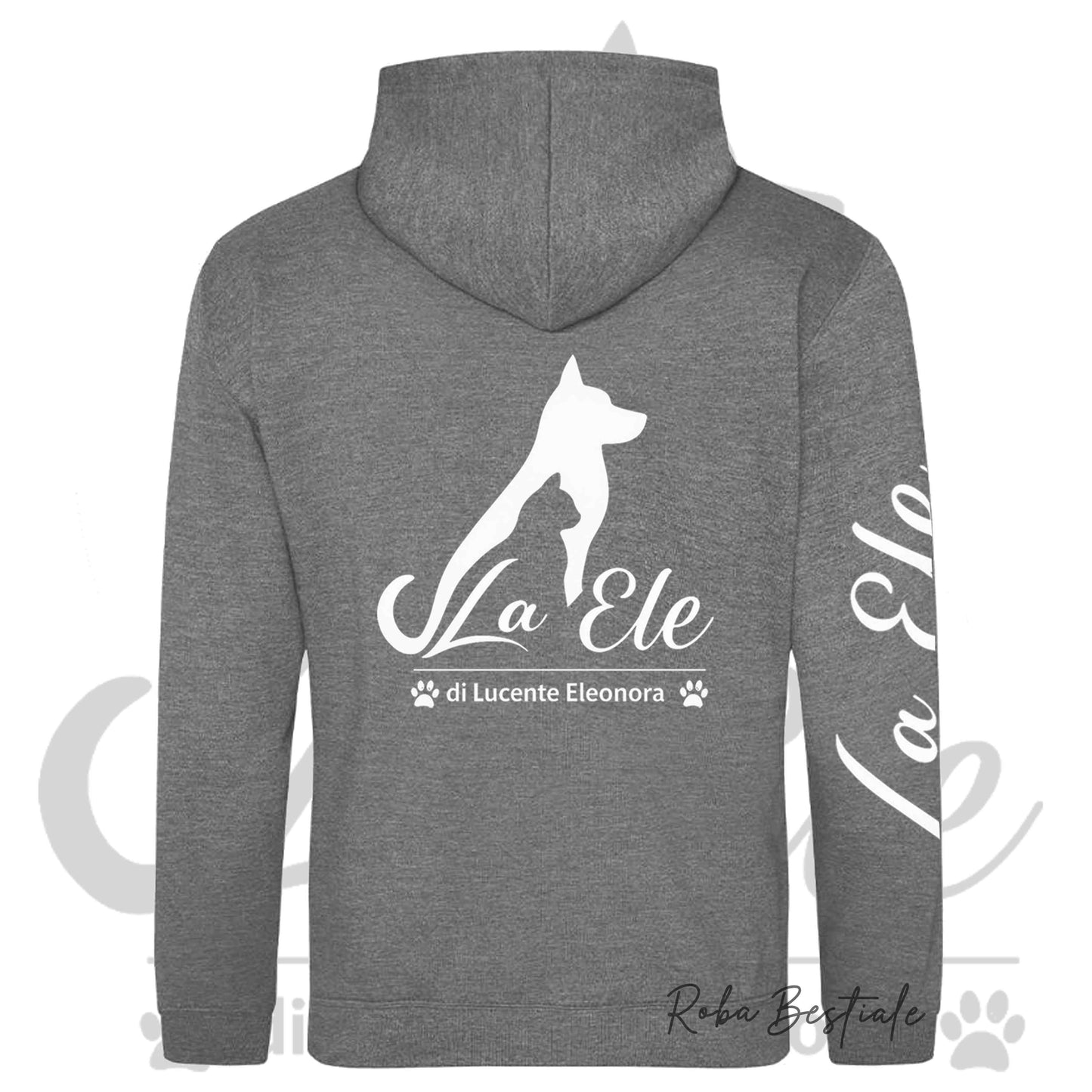Felpa Invernale LA ELE di Eleonora Lucente - Logo BIANCO o NERO - Diversi toni di GRIGIO - Con Cappuccio - dalla XS alla 3XL