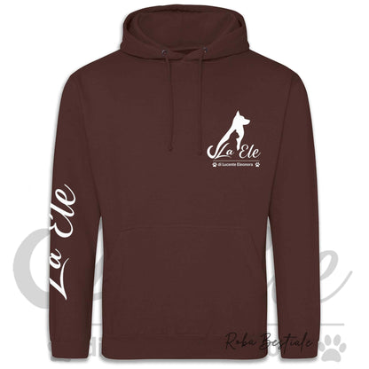 Felpa Invernale LA ELE di Eleonora Lucente - Logo BIANCO - Diversi toni di MARRONE - Cappuccio - dalla XS alla 3XL