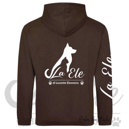 Felpa Invernale LA ELE di Eleonora Lucente - Logo BIANCO - Diversi toni di MARRONE - Cappuccio - dalla XS alla 3XL