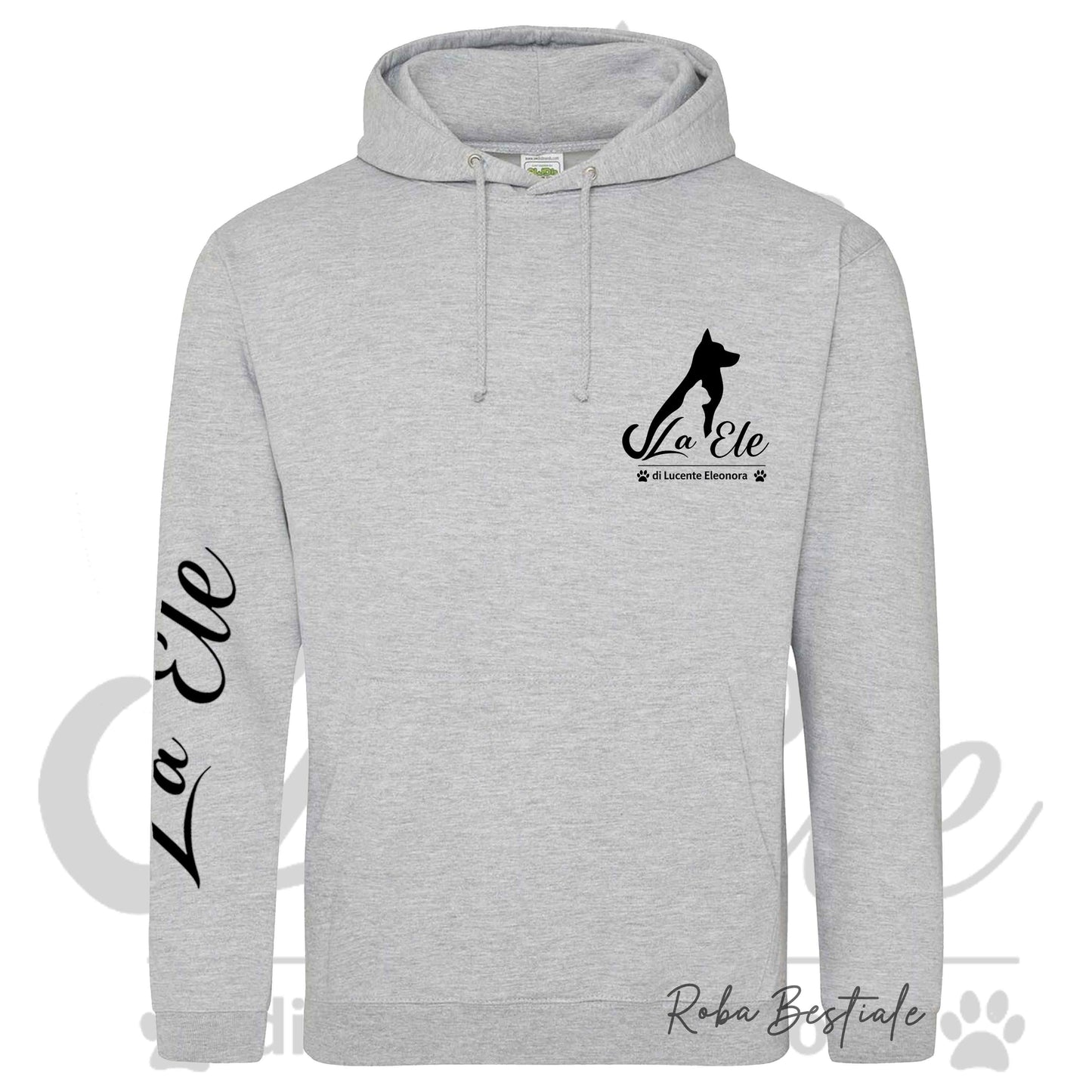 Felpa Invernale LA ELE di Eleonora Lucente - Logo BIANCO o NERO - Diversi toni di GRIGIO - Con Cappuccio - dalla XS alla 3XL