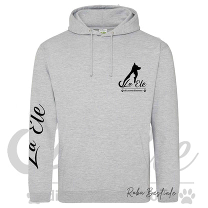 Felpa Invernale LA ELE di Eleonora Lucente - Logo BIANCO o NERO - Diversi toni di GRIGIO - Con Cappuccio - dalla XS alla 3XL