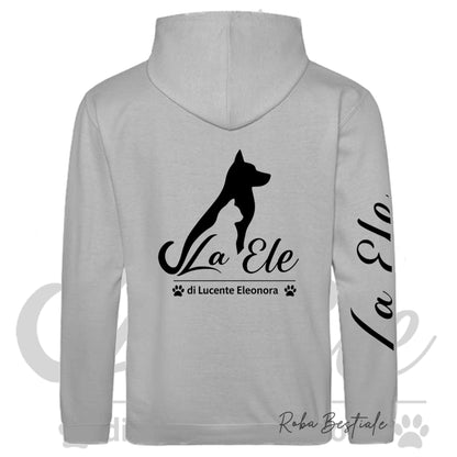 Felpa Invernale LA ELE di Eleonora Lucente - Logo BIANCO o NERO - Diversi toni di GRIGIO - Con Cappuccio - dalla XS alla 3XL