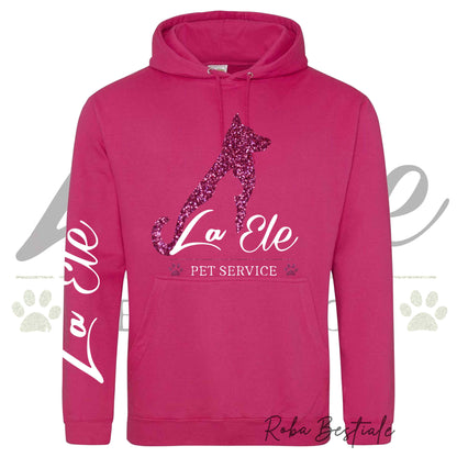 Felpa Invernale LA ELE - Pet Service - Logo GLITTER PINK - Tanti toni di ROSA! Con Cappuccio - dalla XS alla 3XL