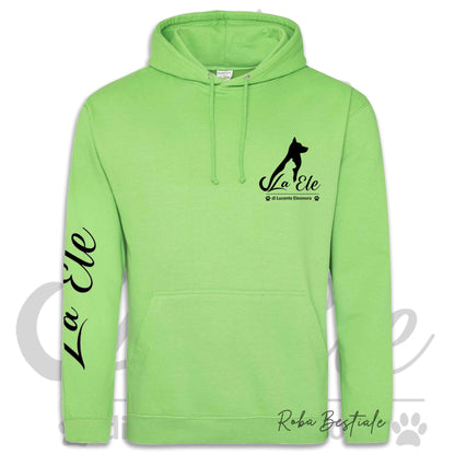 Felpa Invernale LA ELE di Eleonora Lucente - Logo BIANCO o NERO - Diversi toni di VERDE - Con Cappuccio - dalla XS alla 3XL