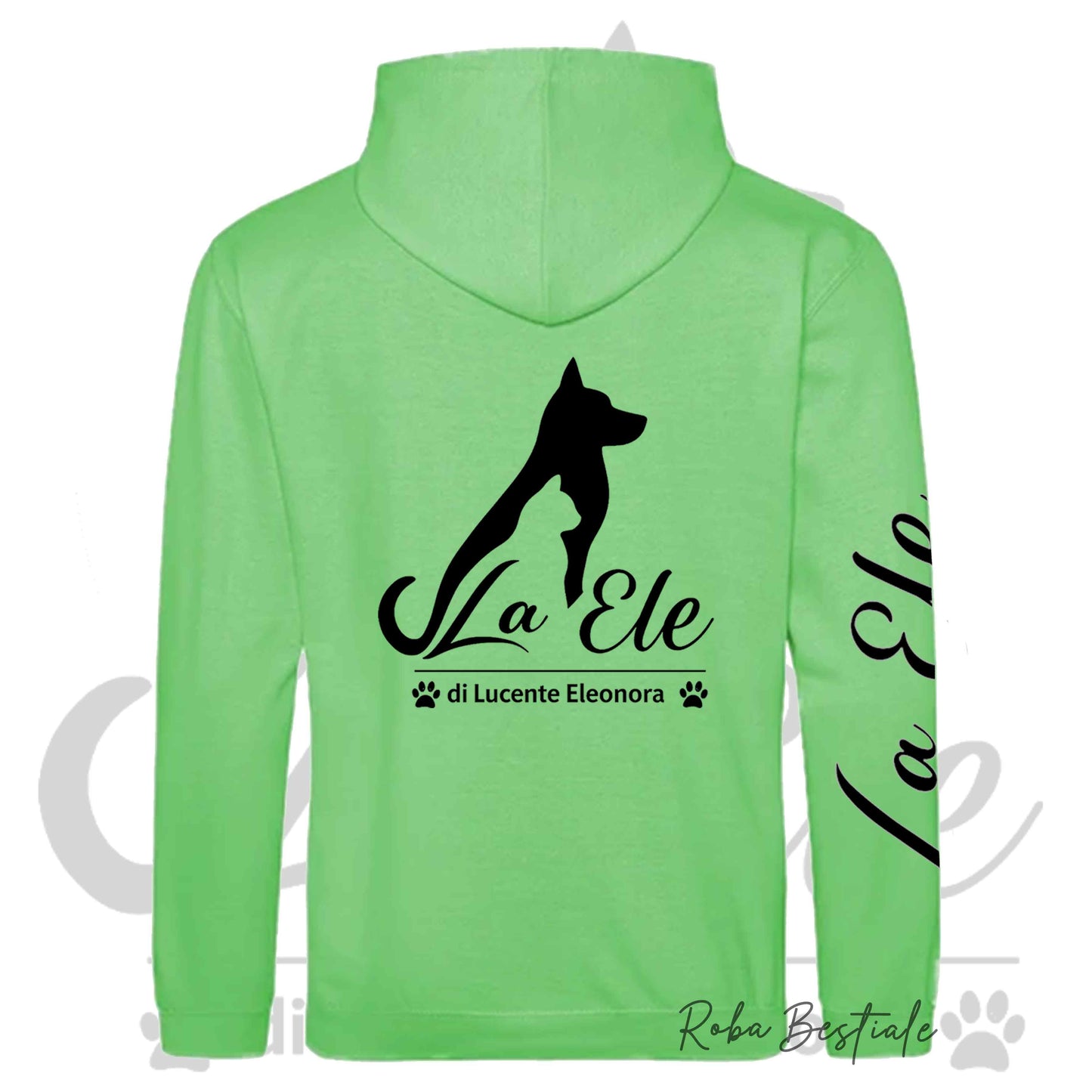 Felpa Invernale LA ELE di Eleonora Lucente - Logo BIANCO o NERO - Diversi toni di VERDE - Con Cappuccio - dalla XS alla 3XL