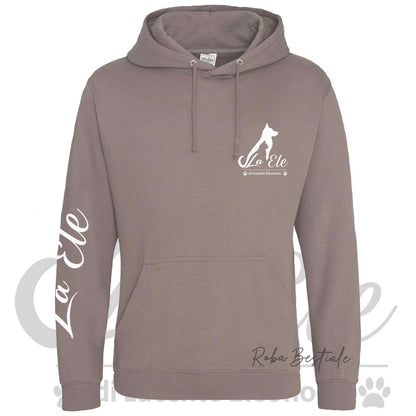 Felpa Invernale LA ELE di Eleonora Lucente - Logo BIANCO - Diversi toni di MARRONE - Cappuccio - dalla XS alla 3XL