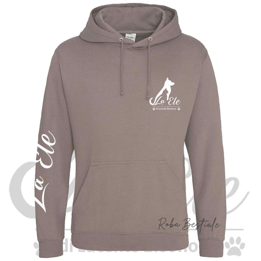 Felpa Invernale LA ELE di Eleonora Lucente - Logo BIANCO - Diversi toni di MARRONE - Cappuccio - dalla XS alla 3XL