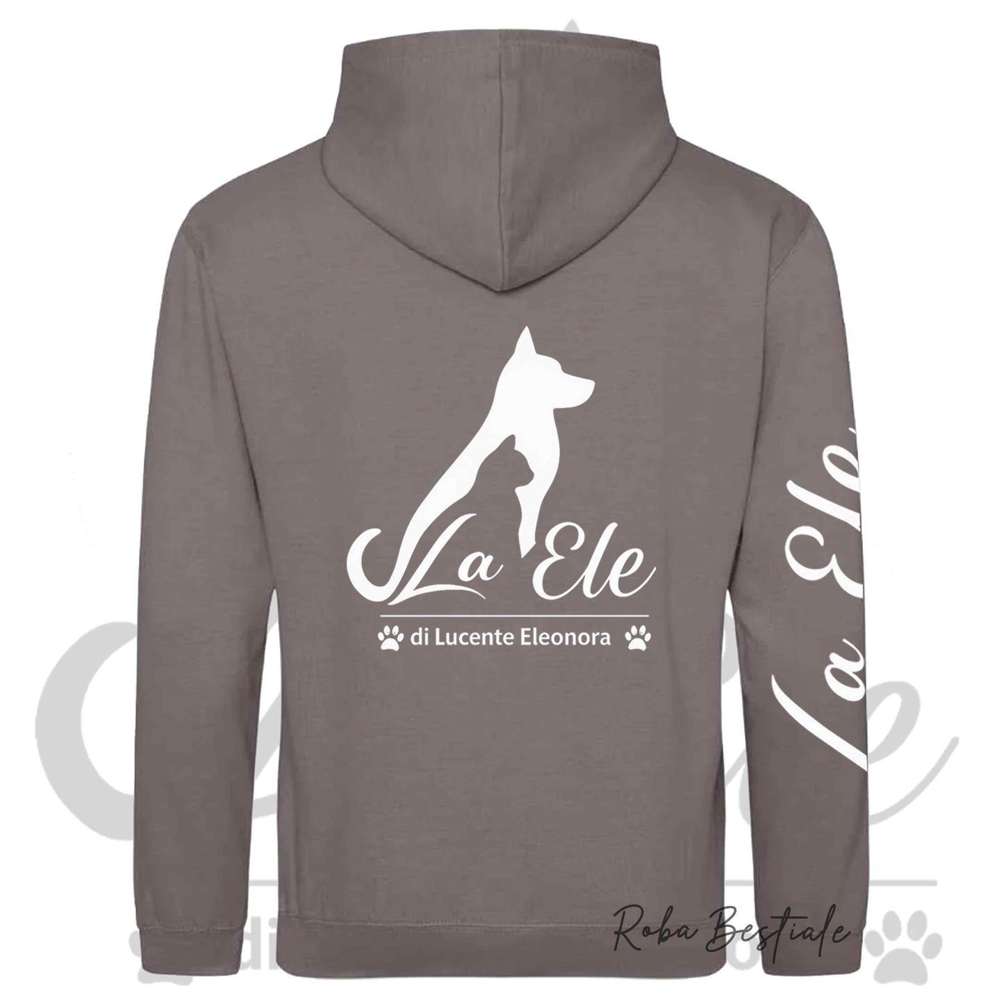 Felpa Invernale LA ELE di Eleonora Lucente - Logo BIANCO - Diversi toni di MARRONE - Cappuccio - dalla XS alla 3XL