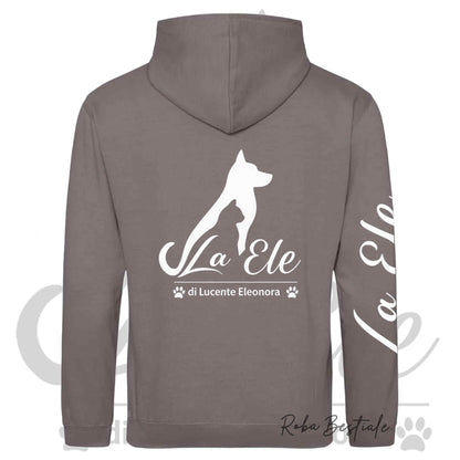 Felpa Invernale LA ELE di Eleonora Lucente - Logo BIANCO - Diversi toni di MARRONE - Cappuccio - dalla XS alla 3XL