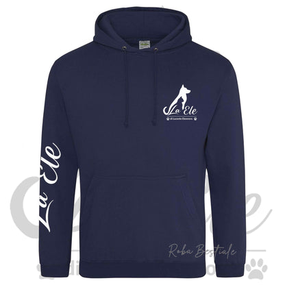Felpa Invernale LA ELE di Eleonora Lucente - Logo BIANCO o NERO - Diversi toni di BLU - Con Cappuccio - dalla XS alla 3XL