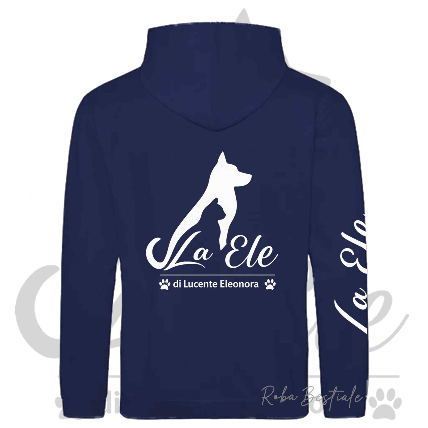 Felpa Invernale LA ELE di Eleonora Lucente - Logo BIANCO o NERO - Diversi toni di BLU - Con Cappuccio - dalla XS alla 3XL