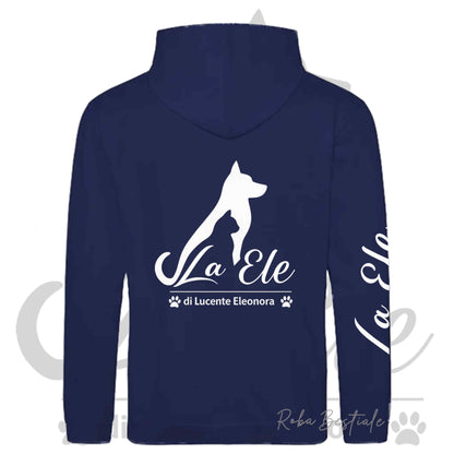 Felpa Invernale LA ELE di Eleonora Lucente - Logo BIANCO o NERO - Diversi toni di BLU - Con Cappuccio - dalla XS alla 3XL