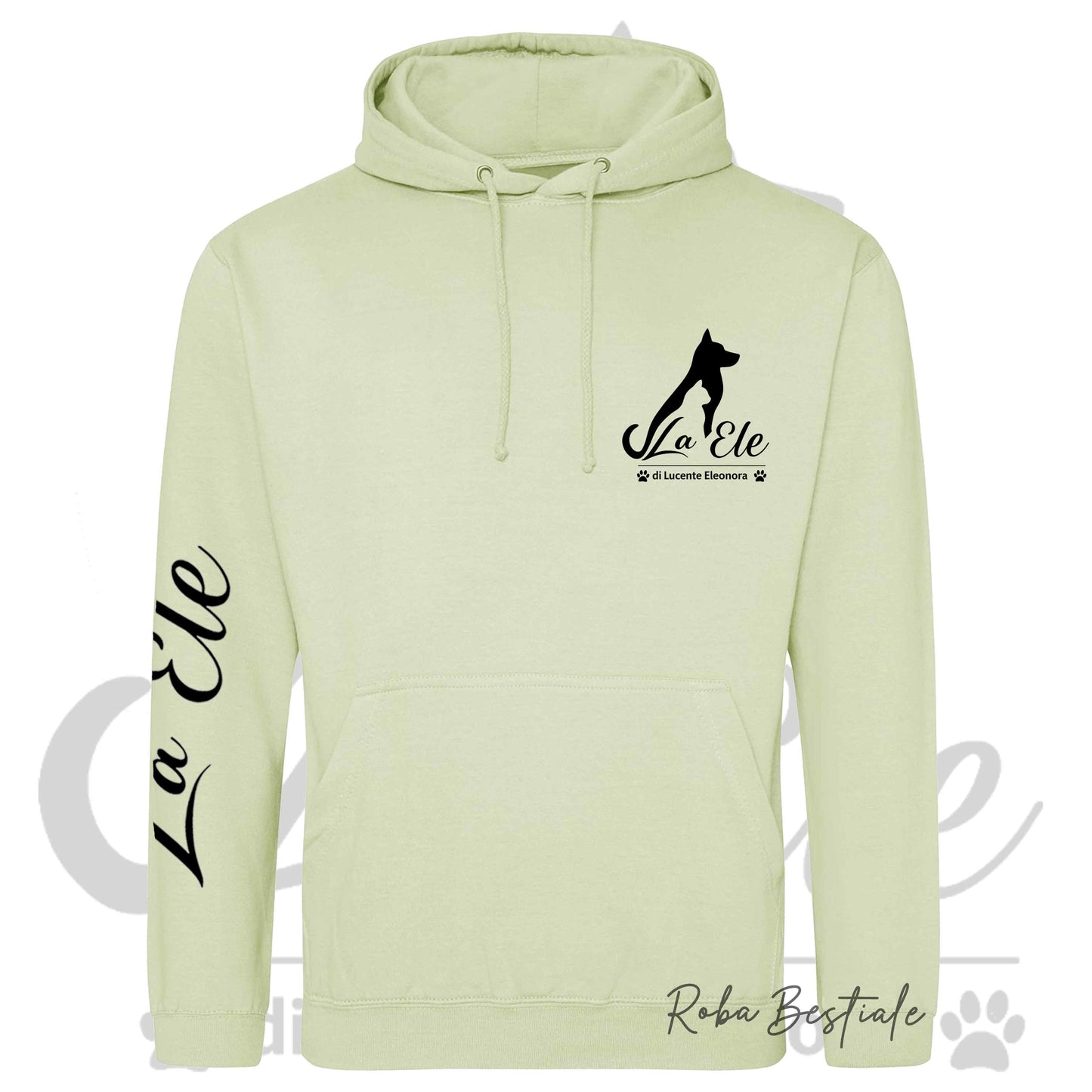 Felpa Invernale LA ELE di Eleonora Lucente - Logo BIANCO o NERO - Diversi toni di VERDE - Con Cappuccio - dalla XS alla 3XL