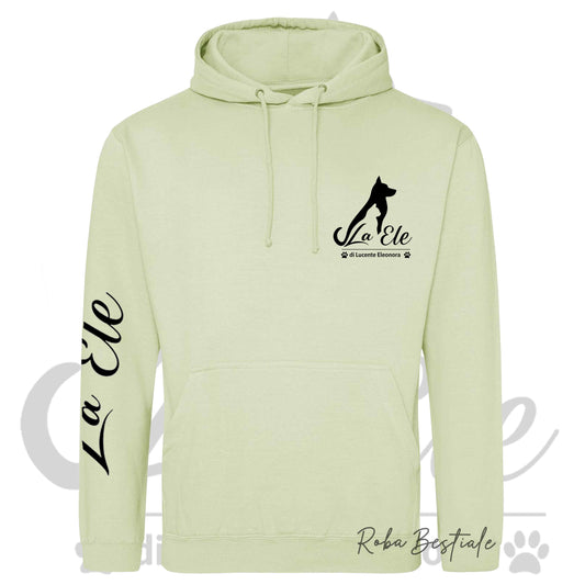 Felpa Invernale LA ELE di Eleonora Lucente - Logo BIANCO o NERO - Diversi toni di VERDE - Con Cappuccio - dalla XS alla 3XL