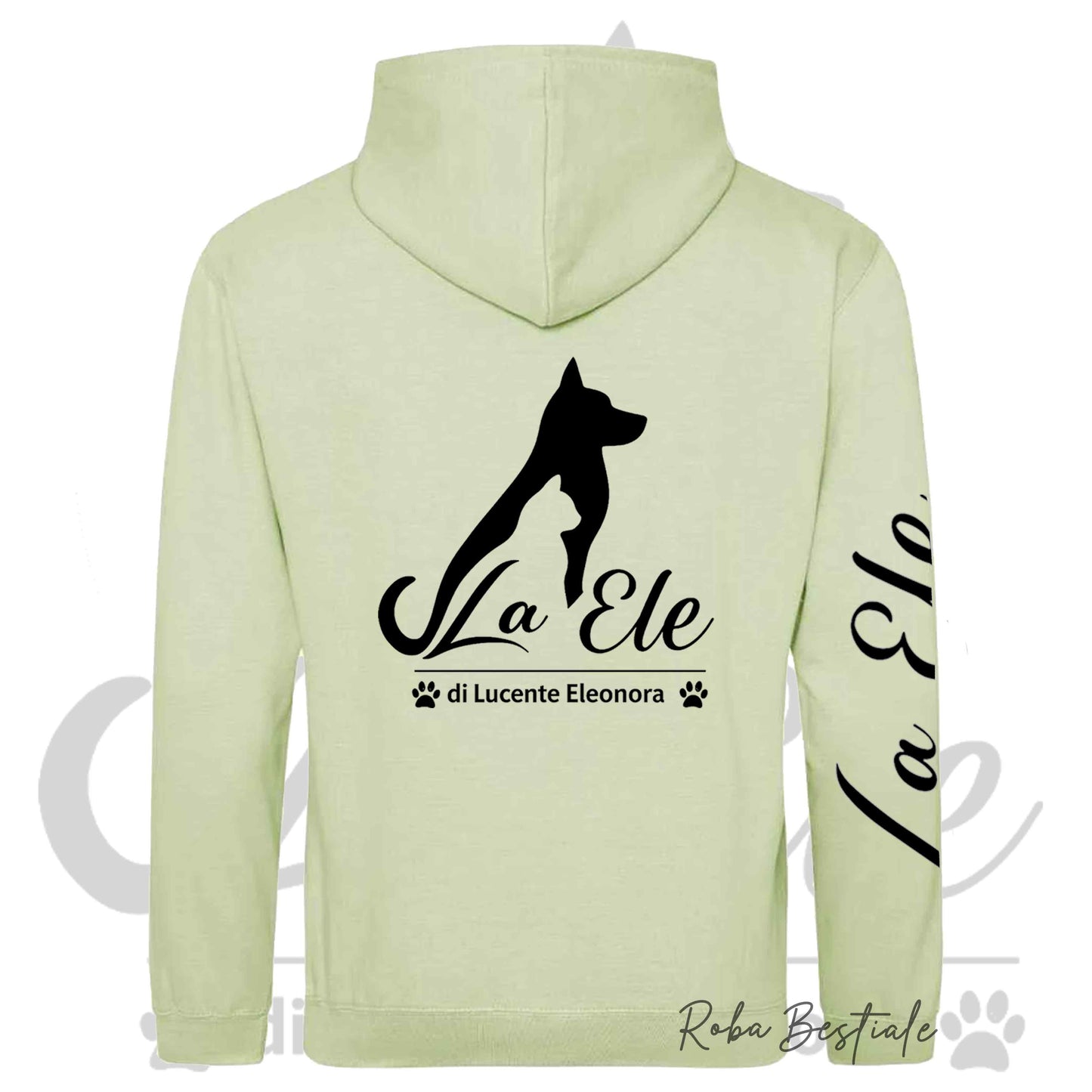 Felpa Invernale LA ELE di Eleonora Lucente - Logo BIANCO o NERO - Diversi toni di VERDE - Con Cappuccio - dalla XS alla 3XL