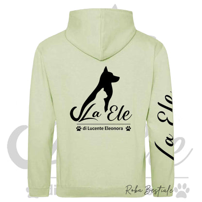 Felpa Invernale LA ELE di Eleonora Lucente - Logo BIANCO o NERO - Diversi toni di VERDE - Con Cappuccio - dalla XS alla 3XL