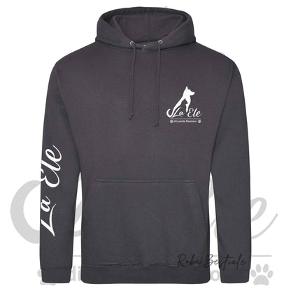 Felpa Invernale LA ELE di Eleonora Lucente - Logo BIANCO o NERO - Diversi toni di GRIGIO - Con Cappuccio - dalla XS alla 3XL