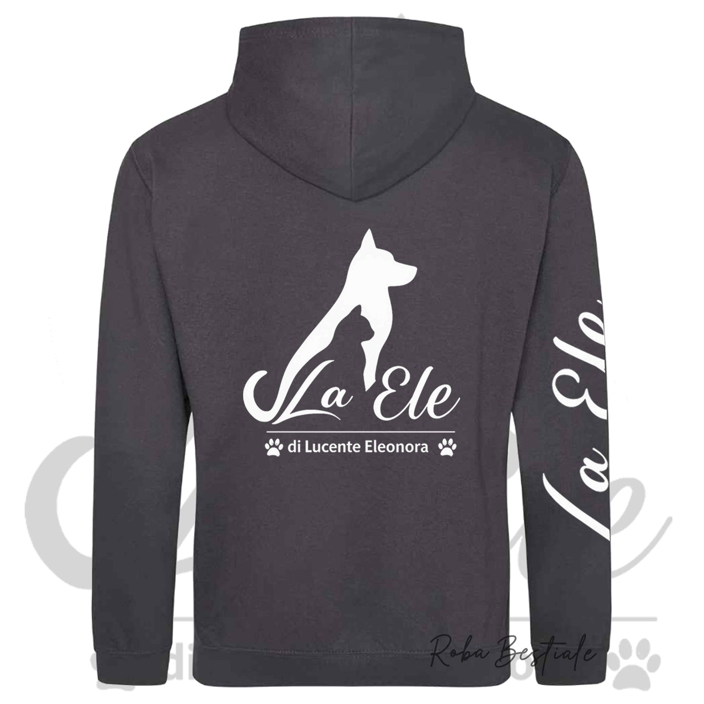 Felpa Invernale LA ELE di Eleonora Lucente - Logo BIANCO o NERO - Diversi toni di GRIGIO - Con Cappuccio - dalla XS alla 3XL