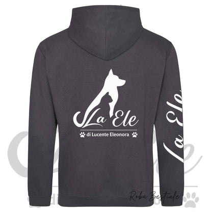 Felpa Invernale LA ELE di Eleonora Lucente - Logo BIANCO o NERO - Diversi toni di GRIGIO - Con Cappuccio - dalla XS alla 3XL