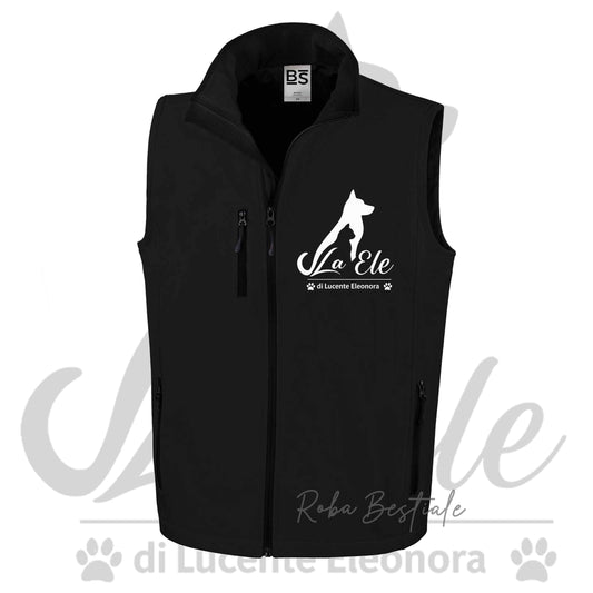 Gilet in SoftShell LA ELE di Eleonora Lucente - Logo Bianco - Unisex - Nero dalla XS alla 3XL