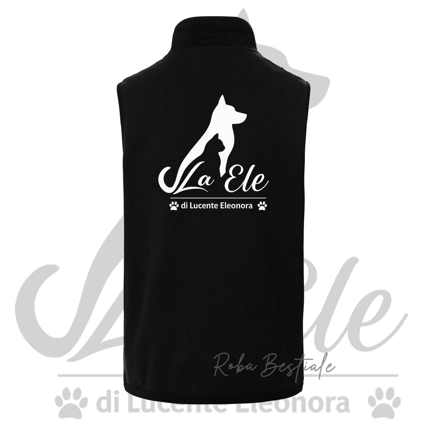 Gilet in SoftShell LA ELE di Eleonora Lucente - Logo Bianco - Unisex - Nero dalla XS alla 3XL