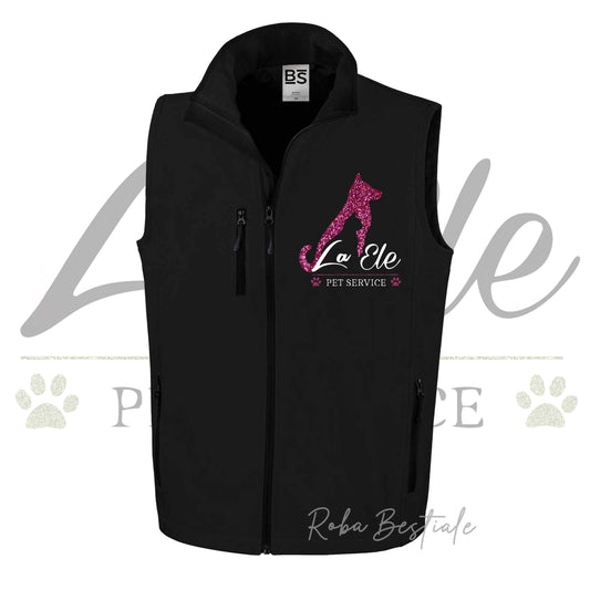 - PREVENDITA - Gilet in SoftShell LA ELE - Pet Service - GLITTERATO! Unisex - Nero dalla XS alla 3XL
