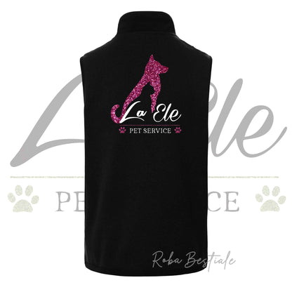 Gilet in SoftShell LA ELE - Pet Service - GLITTERATO! Unisex - Nero dalla XS alla 3XL