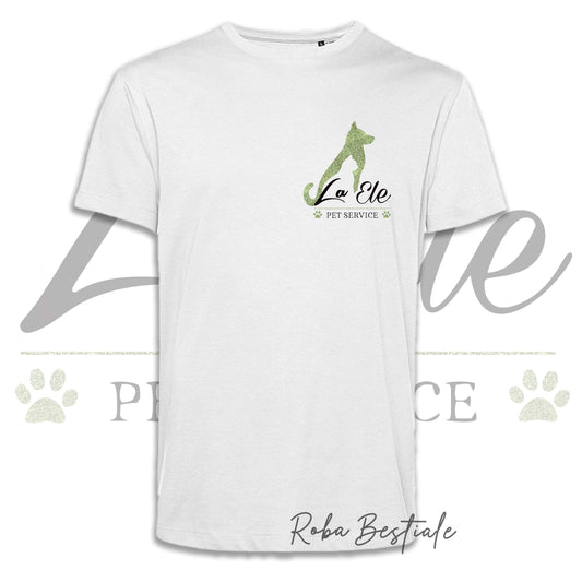T-Shirt LA ELE - Pet Service - Logo GLITTER GREEN - 100% Cotone, NERA, BIANCA o GRIGIA, Uomo o Donna - dalla XS alla 5XL