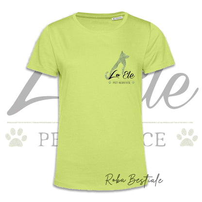 T-Shirt LA ELE - Pet Service - Logo GLITTER GREEN - Da DONNA - 100% Cotone, IN TANTI COLORI! Dalla XS alla 3XL