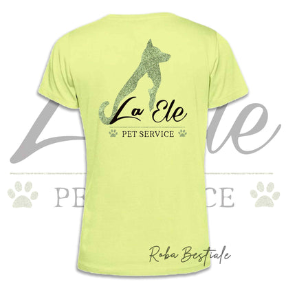 T-Shirt LA ELE - Pet Service - Logo GLITTER GREEN - Da DONNA - 100% Cotone, IN TANTI COLORI! Dalla XS alla 3XL