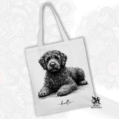 Tote Bag DOODLE Elegance - LAGOTTO ROMAGNOLO di diversi colori - 100% Cotone - Bianca o Beige
