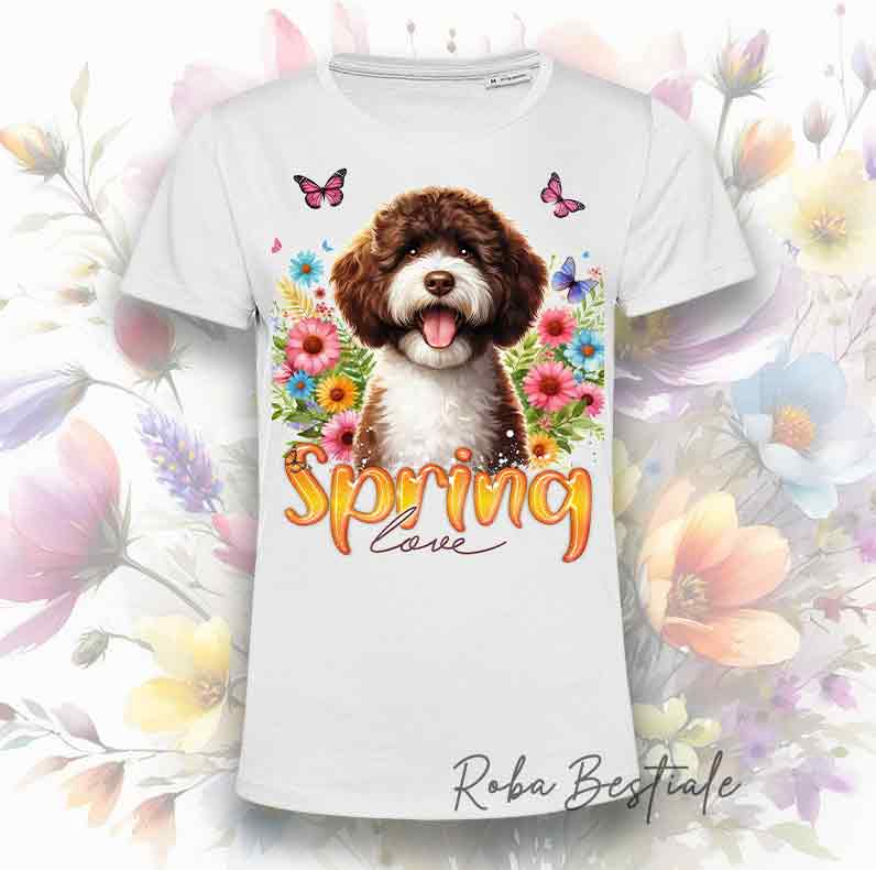 T-Shirt SPRING LOVE - LAGOTTO ROMAGNOLO Bianco & Marrone