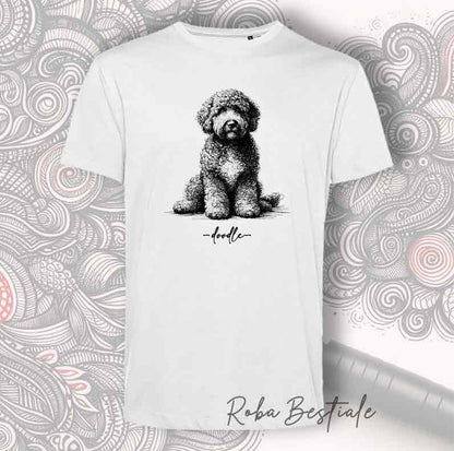 T-Shirt DOODLE - LAGOTTO ROMAGNOLO - Bianca, da Uomo o da Donna - dalla XS alla 5XL