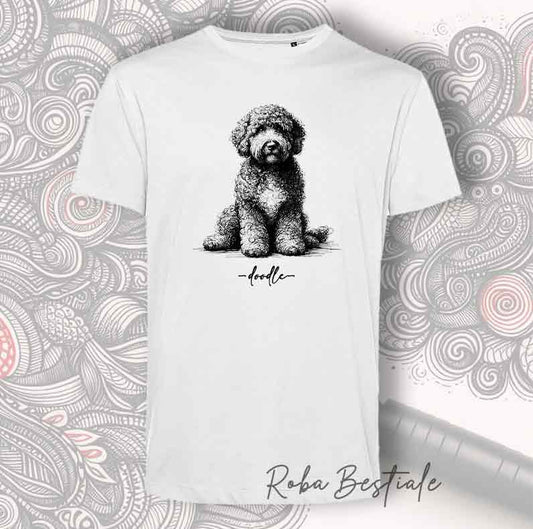 T-Shirt DOODLE - LAGOTTO ROMAGNOLO - Bianca, da Uomo o da Donna - dalla XS alla 5XL