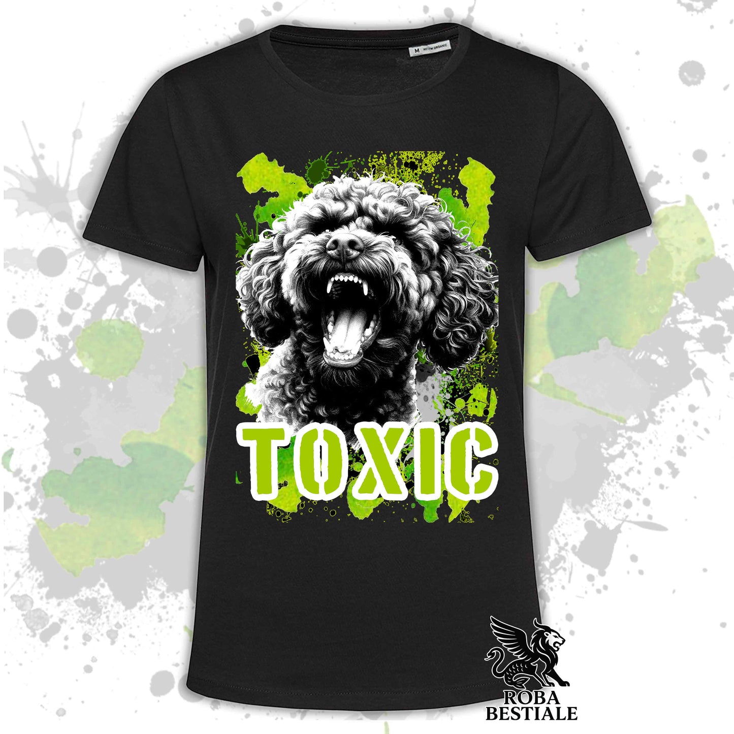 T-Shirt TOXIC - LAGOTTO ROMAGNOLO - Bianca, da Uomo o da Donna - dalla XS alla 5XL