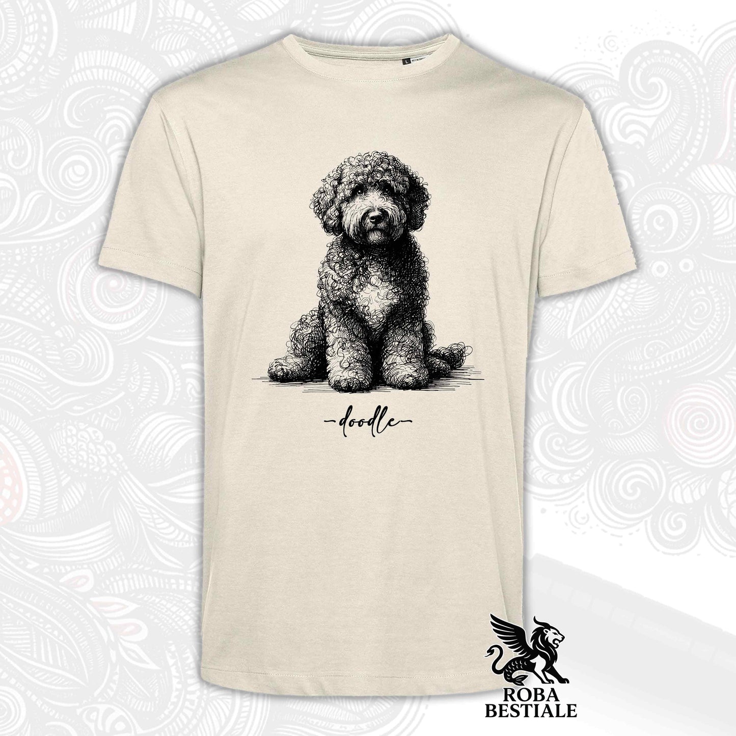 T-Shirt DOODLE - LAGOTTO ROMAGNOLO - Bianca o Beige, da Uomo o da Donna - dalla XS alla 5XL