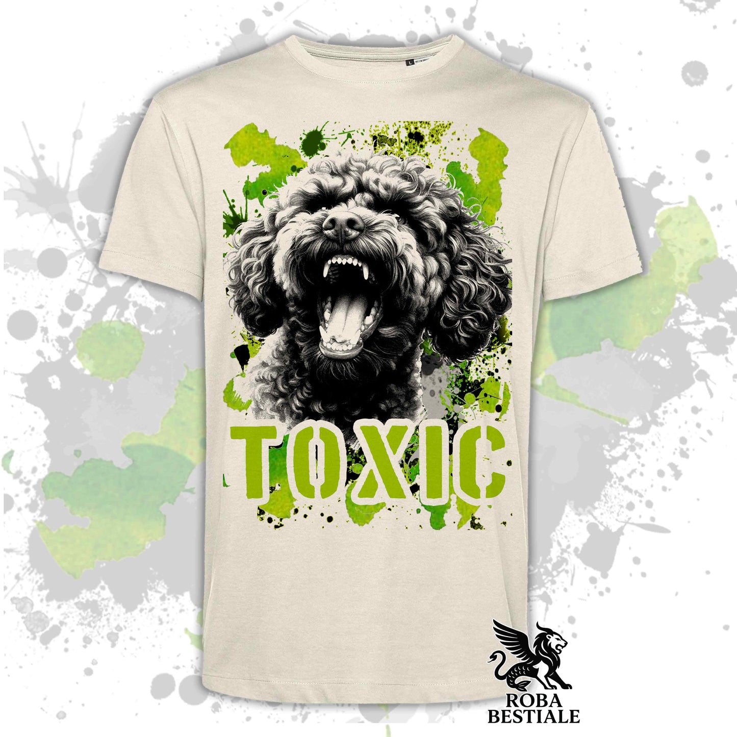 T-Shirt TOXIC - LAGOTTO ROMAGNOLO - Bianca, da Uomo o da Donna - dalla XS alla 5XL
