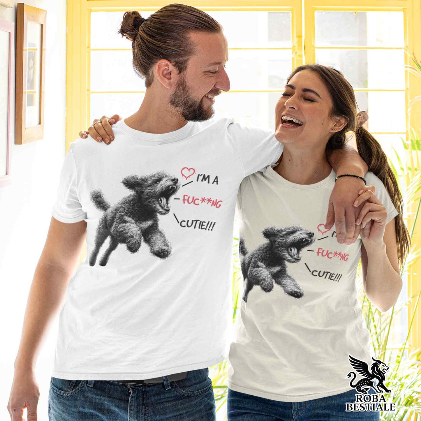 T-Shirt CUTIE - LAGOTTO ROMAGNOLO - Bianca o Beige, da Uomo o da Donna - dalla XS alla 5XL