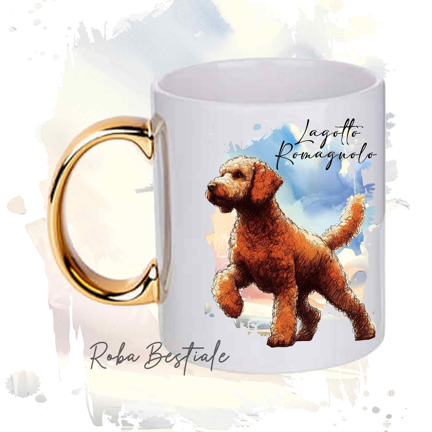 Tazza BEHAVIOR - LAGOTTO ROMAGNOLO Arancio - Standard FCI - In Ceramica, con manico dorato - 330 ml