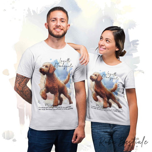 T-Shirt BEHAVIOR - LAGOTTO ROMAGNOLO Arancio - Standard FCI - 100% Cotone, Bianca, Uomo o Donna - dalla XS alla 5XL