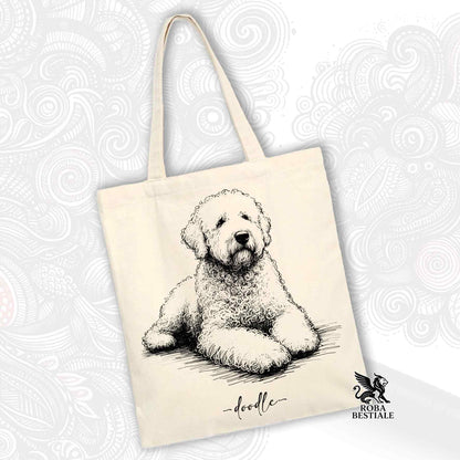 Tote Bag DOODLE Elegance - LAGOTTO ROMAGNOLO di diversi colori - 100% Cotone - Bianca o Beige