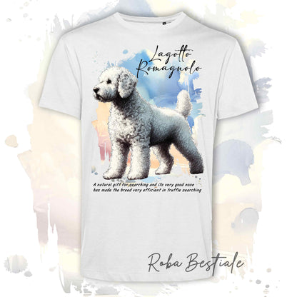 T-Shirt BEHAVIOR - LAGOTTO ROMAGNOLO Bianco Sporco - Standard FCI - 100% Cotone, Bianca, Uomo o Donna - dalla XS alla 5XL