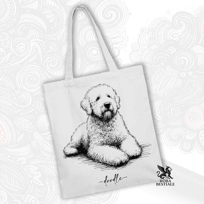 Tote Bag DOODLE Elegance - LAGOTTO ROMAGNOLO di diversi colori - 100% Cotone - Bianca o Beige