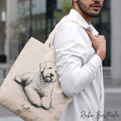 Tote Bag DOODLE Elegance - LAGOTTO ROMAGNOLO di diversi colori - 100% Cotone - Bianca o Beige