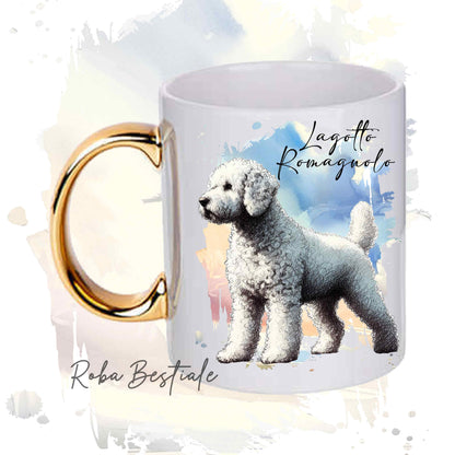 Tazza BEHAVIOR - LAGOTTO ROMAGNOLO Bianco Sporco - Standard FCI - In Ceramica, con manico dorato - 330 ml